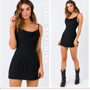 Princess Polly Black Cowell neck mini dress